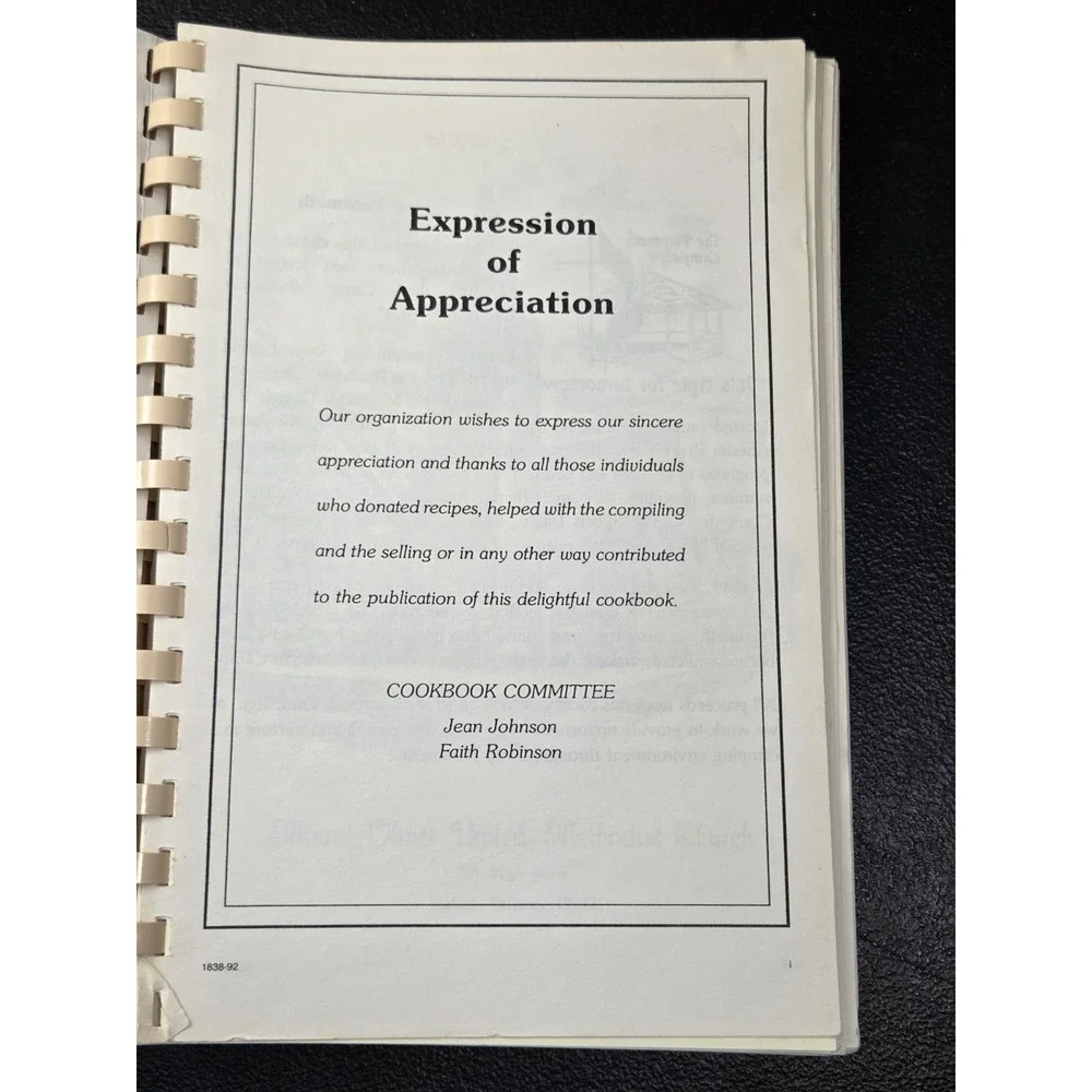 Mount Olivet Church Cookbook 1992 Seaford, Delaware Spiral Recipe Book Cook Book